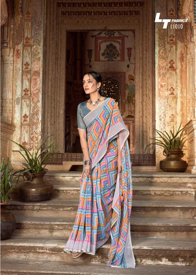 Lt Aabhushan Daily Wear Wholesale Printed Georgette Sarees Catalog
